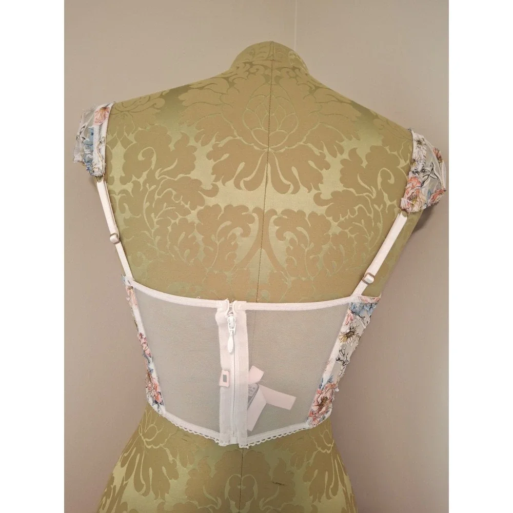 Victoria's Secret Dream Angels Floral Corset Bustier Lingerie Top Cap Sleeve 32C